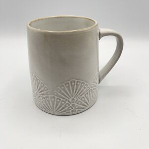 Hearth & Hand with Magnolia Gray Stoneware Mug, Embossed Fan Pattern